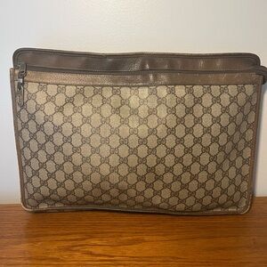 Vintage Gucci Clutch Bag XL Sherry Line GG PVC Leather Unisex